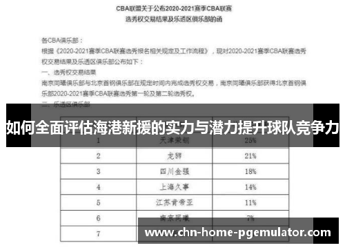 如何全面评估海港新援的实力与潜力提升球队竞争力
