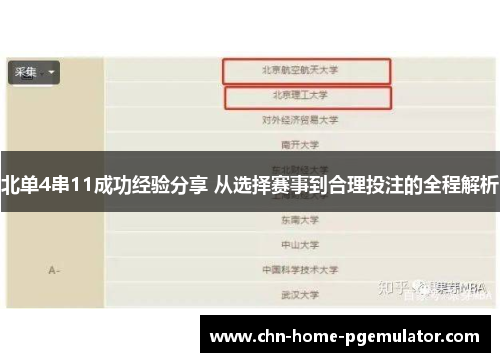 北单4串11成功经验分享 从选择赛事到合理投注的全程解析